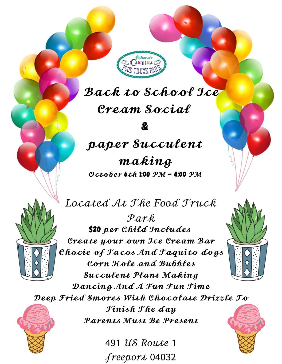 Back To School Ice Cream Social & Paper Succulent Making