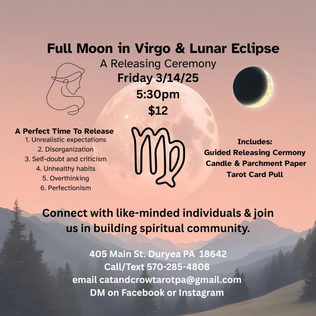 Full Moon in Virgo & Lunar Eclipse Releasing Ceremony 