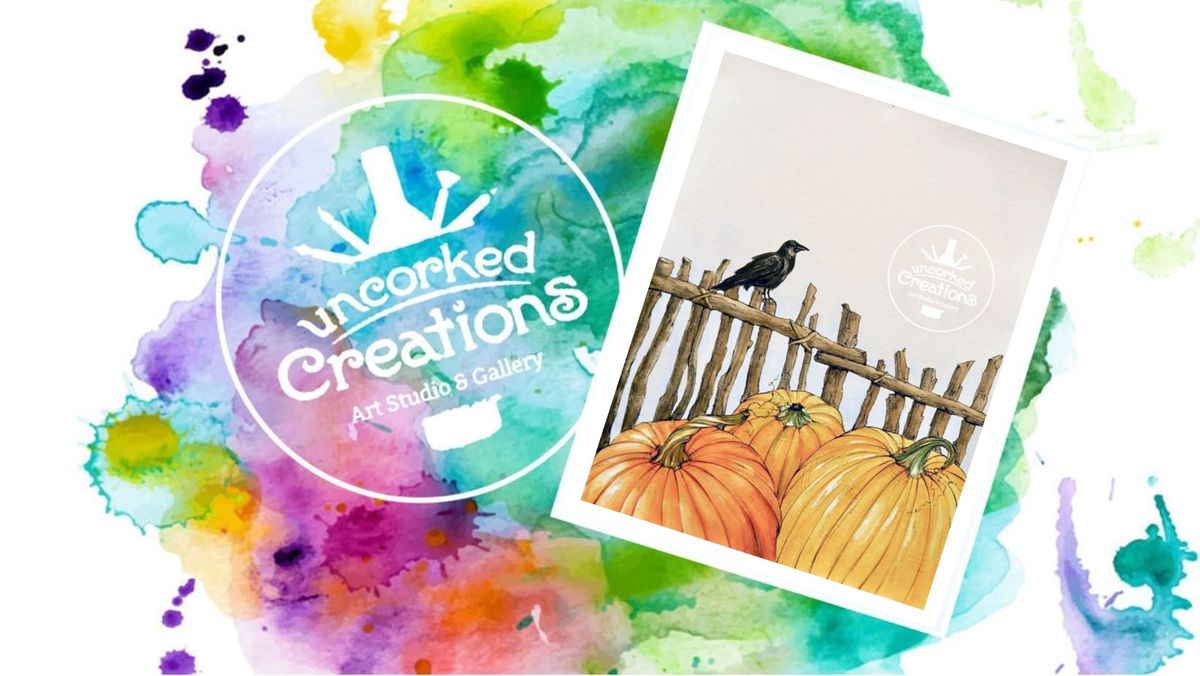 \u201cCrow and Pumpkin Patch\u201d Watercolor Includes brunch and cider-mosa\u2019s! 