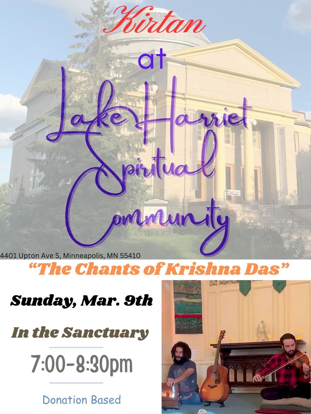 Kirtan at Lake Harriet Spiritual Community - The Chants of Krishna Das