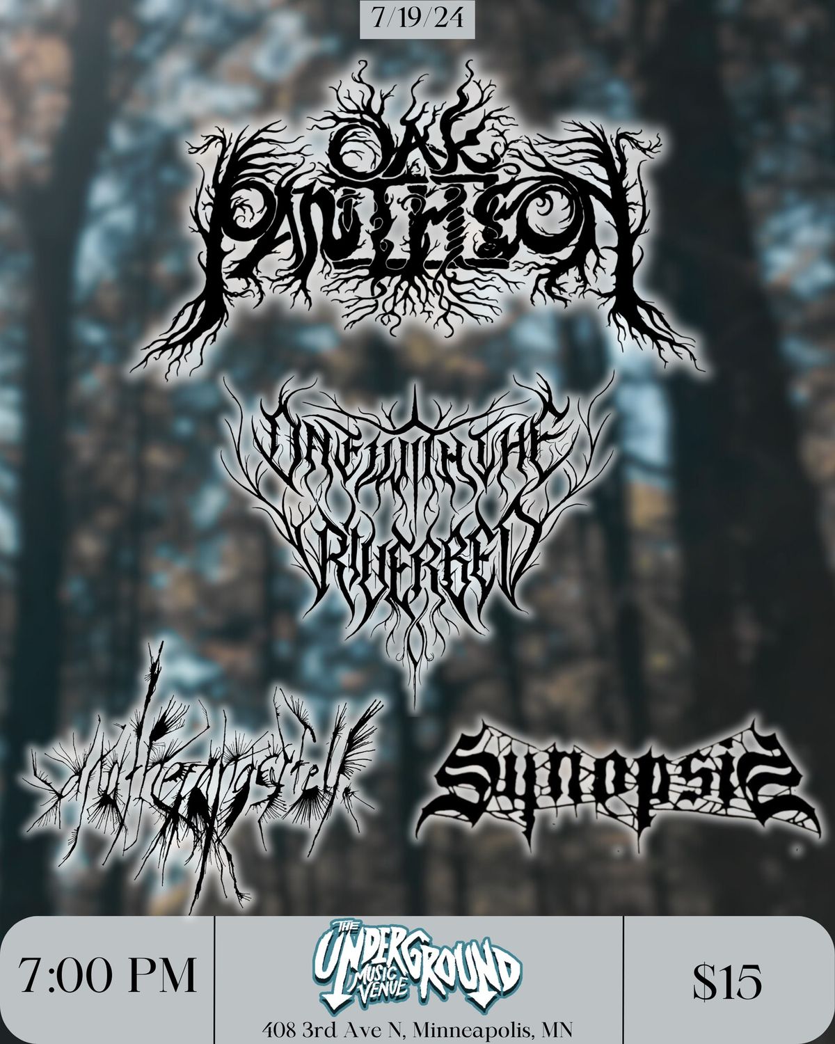 Oak Pantheon, One with the Riverbed, andthecanaryfell., Synopsis @ Underground Music Venue