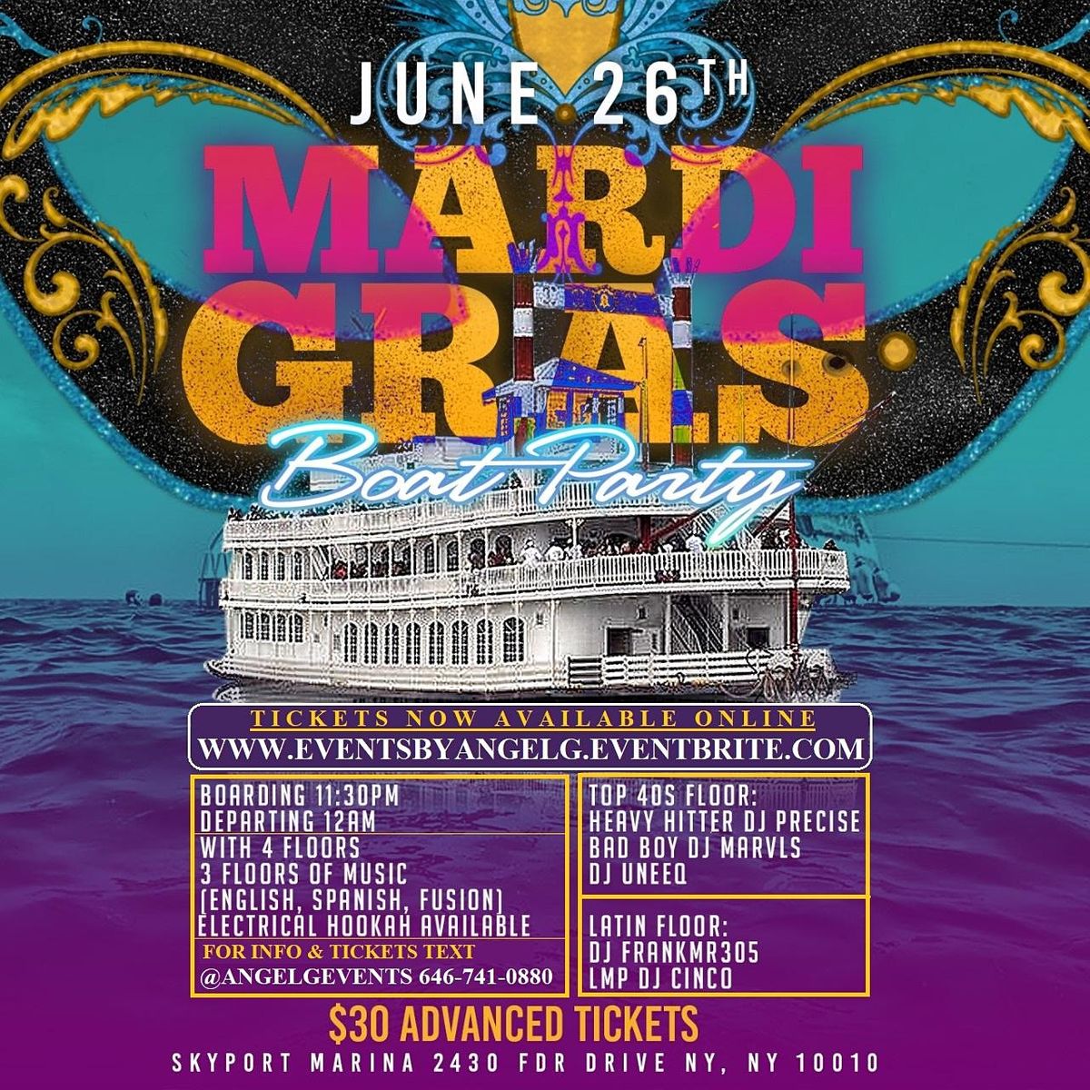 MADRI GRAS BOAT PARTY @ SKYPORT MARINA (HOSTED BY ANGEL G EVENTS)