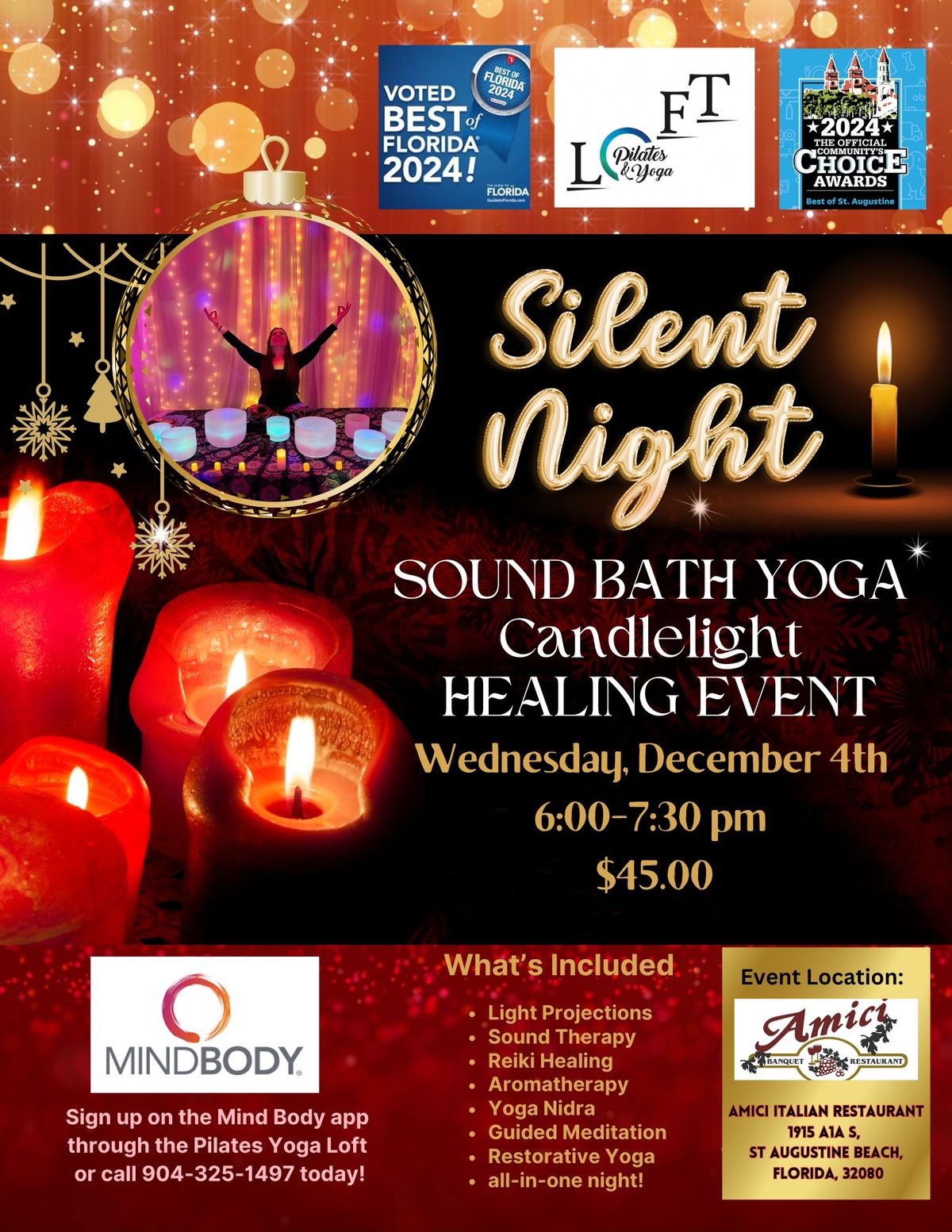 Silent Night Sound Bath Yoga Candlelight Healing Event