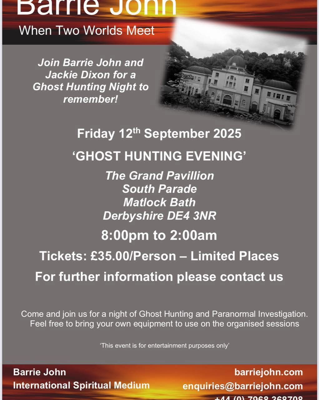 The Grand Pavillion Matlock Bath Paranormal Investigation