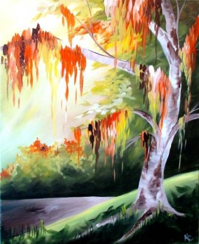 Mossy Fall Birch ~ $3 Sangria Saturday  @ Wine and Canvas Grand Rapid