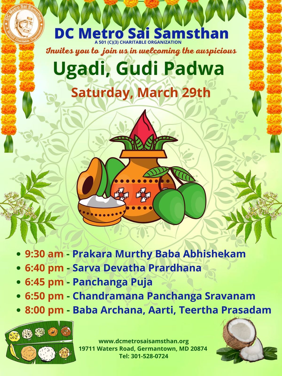 Ugadi, Gudi Padwa Celebrations Sai Mandir in Germantown MD