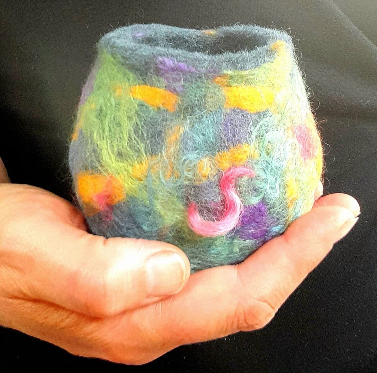 Wet felted vessel