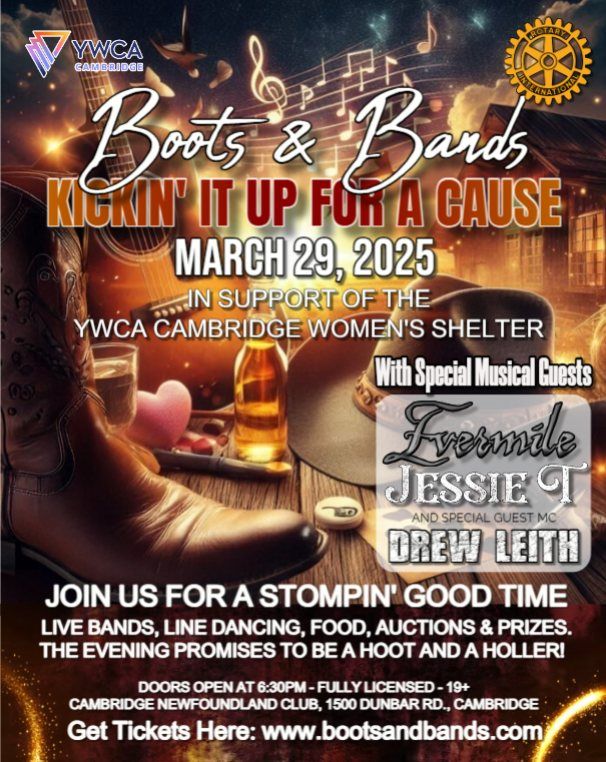 Boots & Bands Kickin' It Up For A Cause - In Support of the YWCA Cambridge Women's Shelter