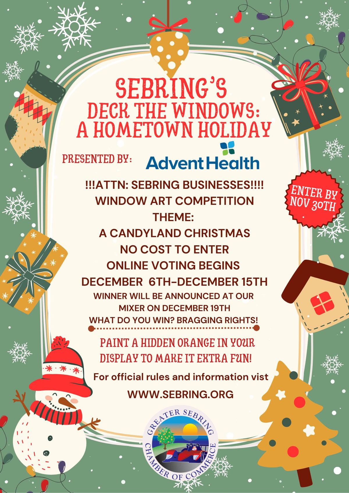 Sebring\u2019s  Deck the Windows: A Hometown Holiday