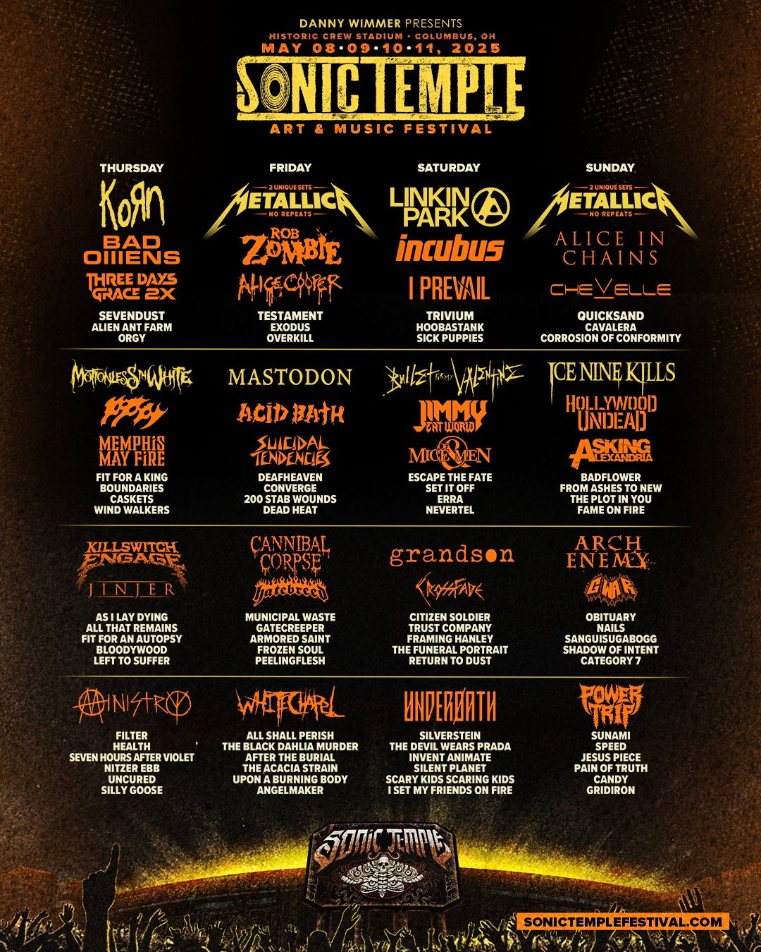 Sonic Temple Art & Music Festival: Korn  Metallica  Linkin Park & Alice In Chains - 4 Day Pass