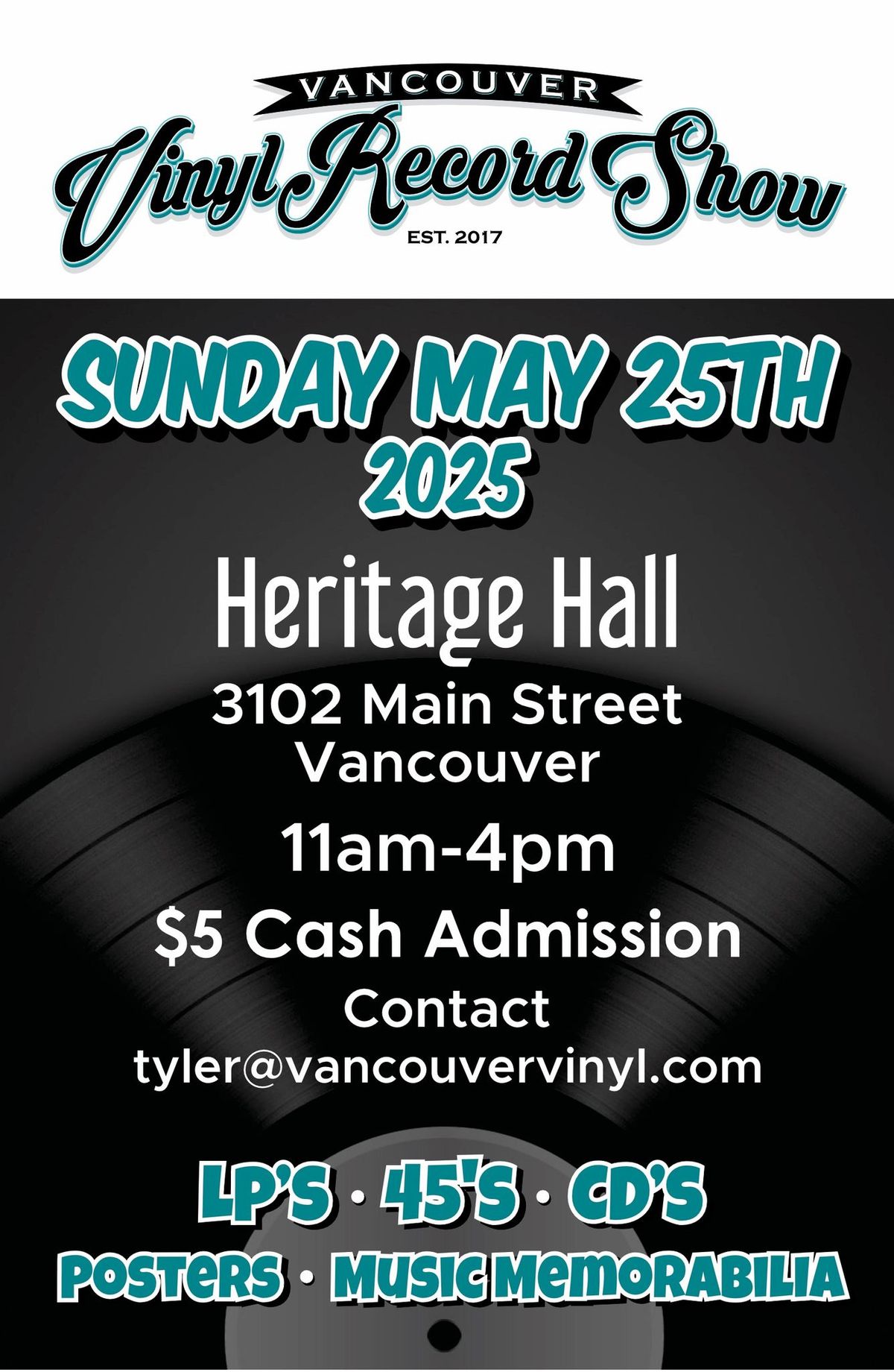 Vancouver Vinyl Record Show! Sunday, May 25th, 2025