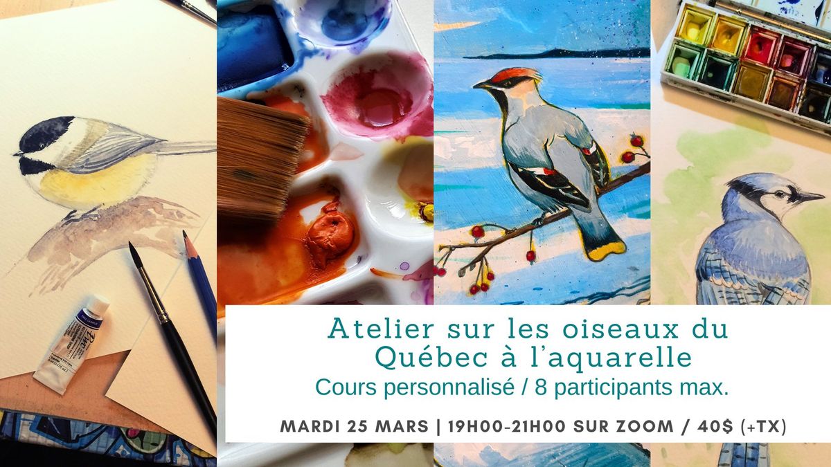 Cours d'aquarelle en ligne sur les oiseaux du Qu\u00e9bec