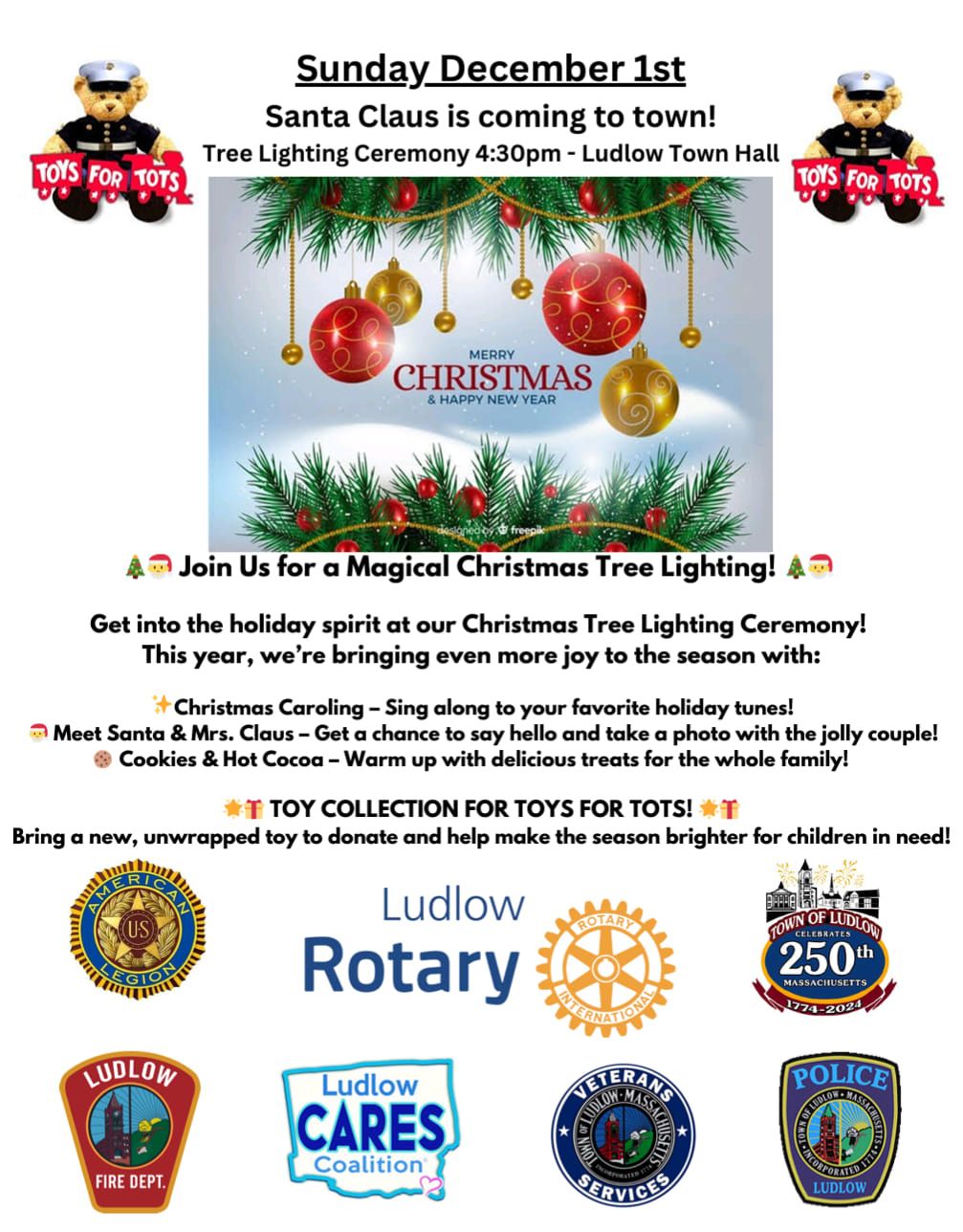 Annual Tree Lighting and Toys for Tots