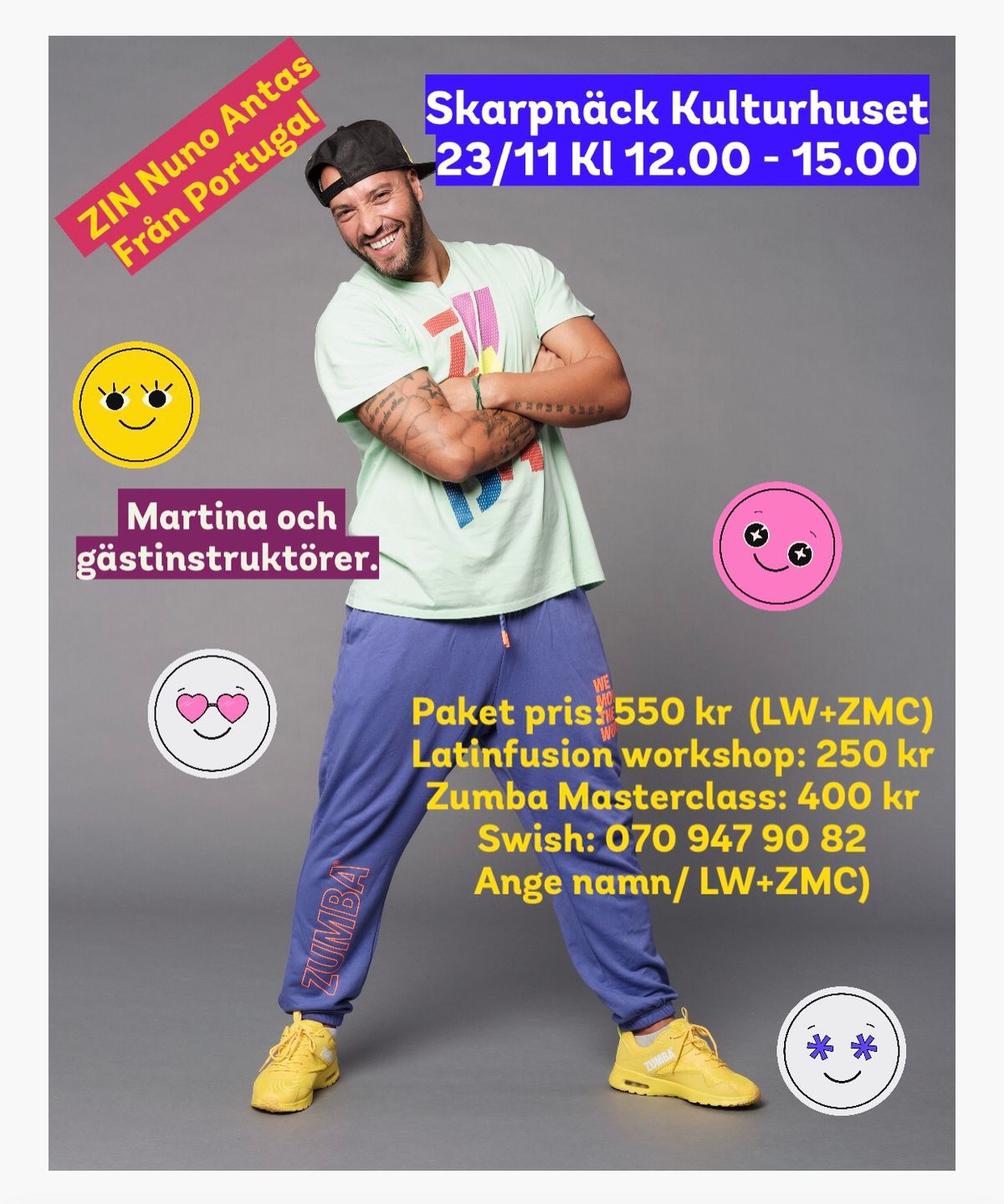 Zumba Fitness MC + Latinfusion workshop\/ Skarpn\u00e4ck Kulturhuset 