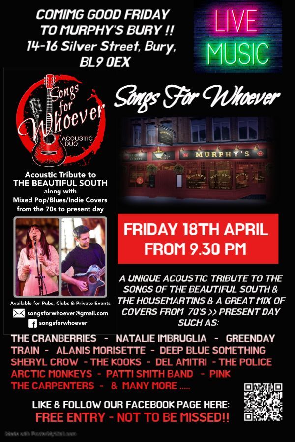 Friday Night Live! ft Songs for Whoever - Acoustic Tribute to the Beautiful South\/Housemartins