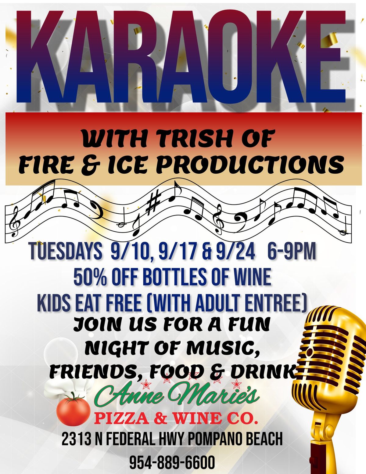 September Karaoke at Anne Marie's Pizza Co