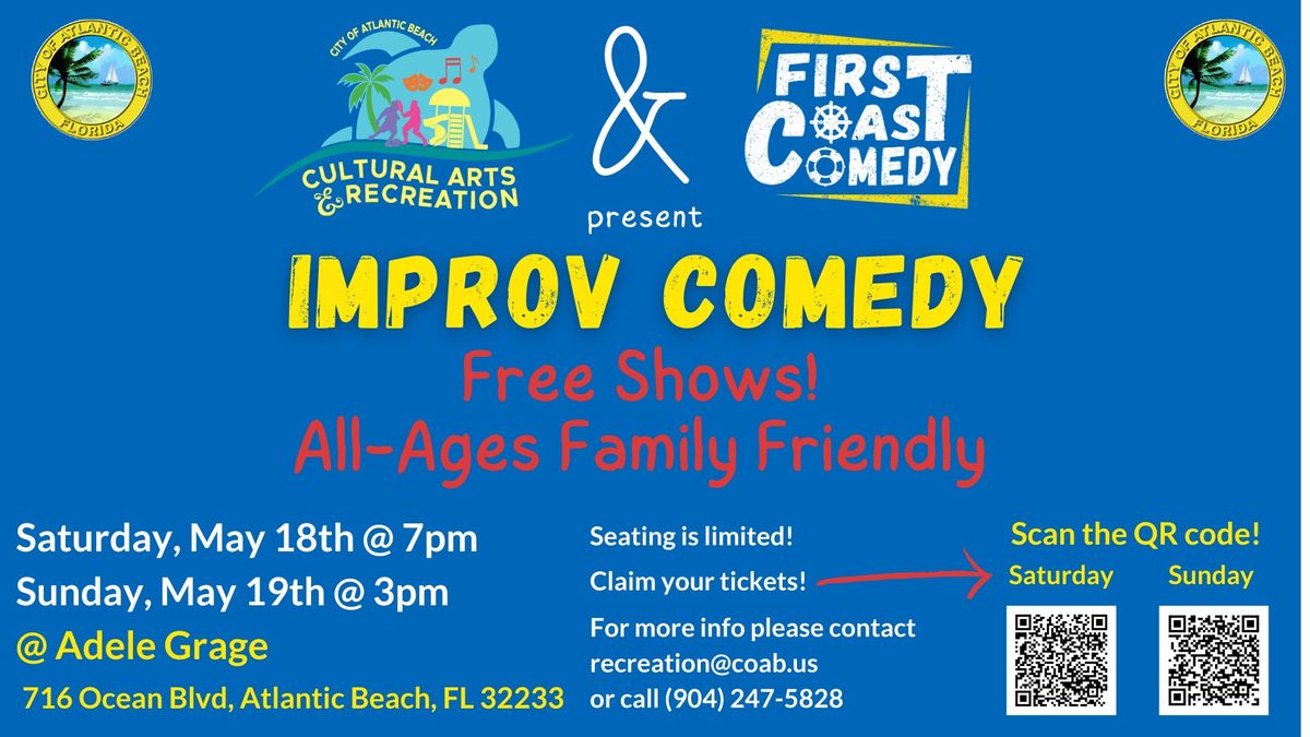 Free improv comedy shows by First Coast Comedy! 