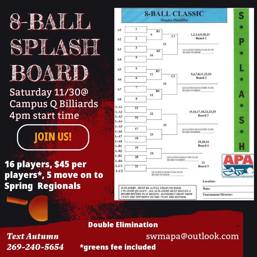 8 Ball Splash Boards at Campus Q 