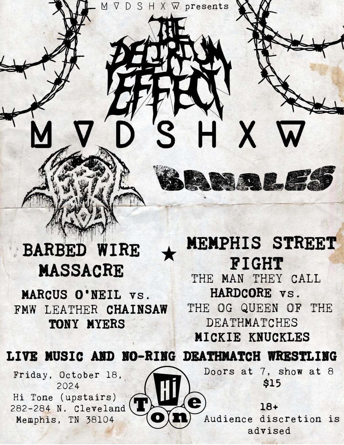 NO-RING DEATHMATCH WRESTLING w\/ The Delirium Effect, Mudshow + more