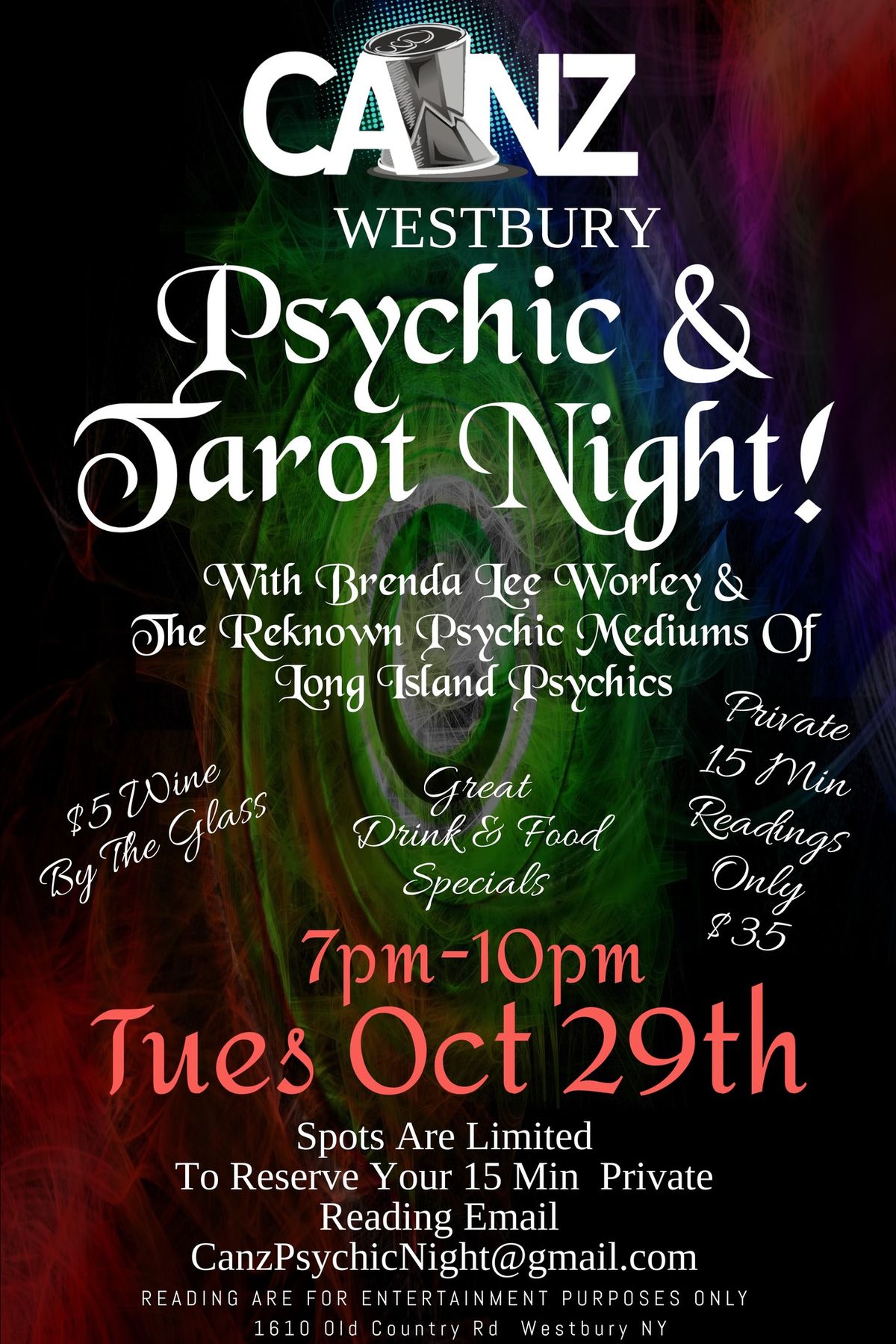 Psychic Night At Canz in Westbury, NY