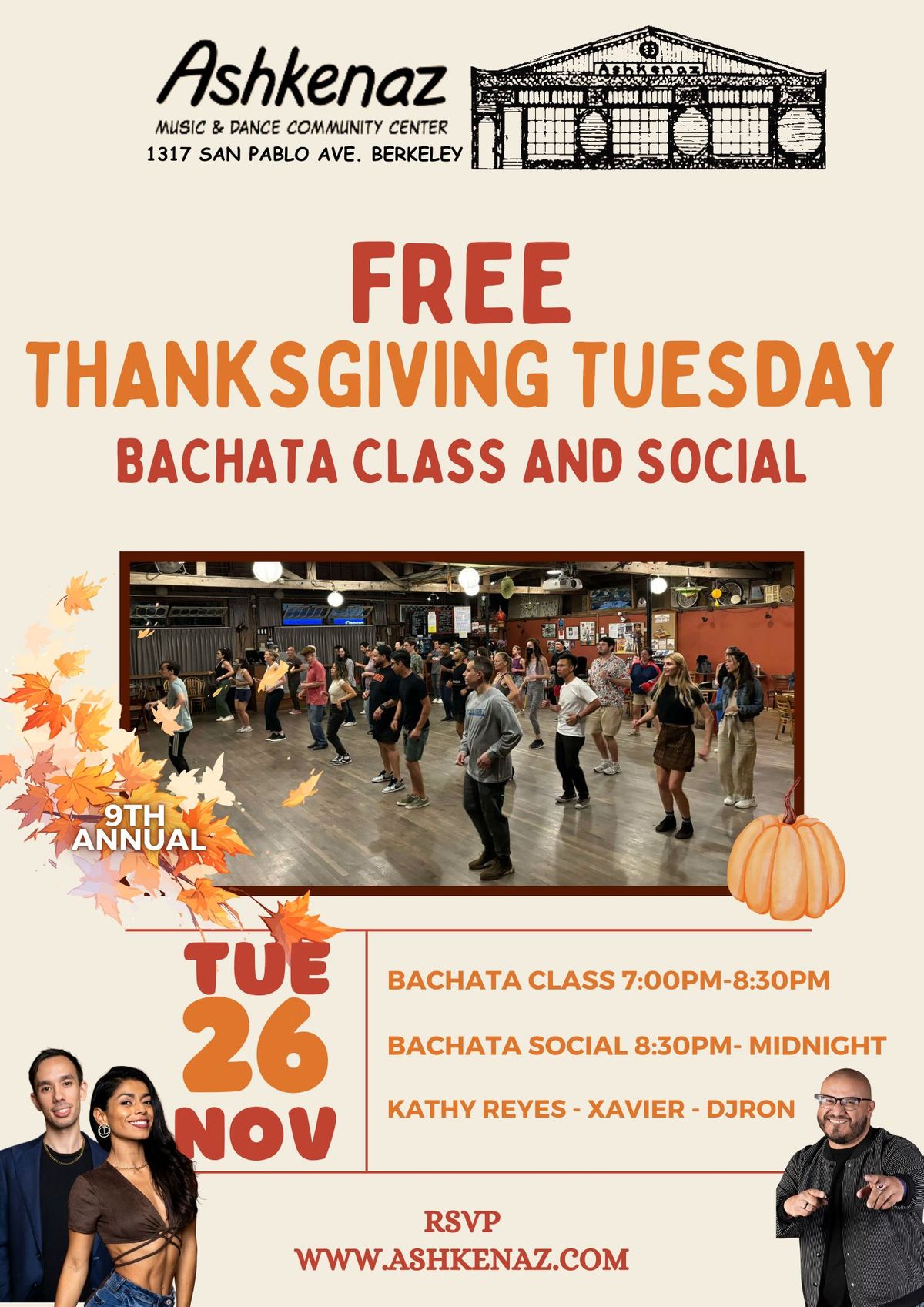 FREE Bachata class and social - Thanksgiving Tuesday