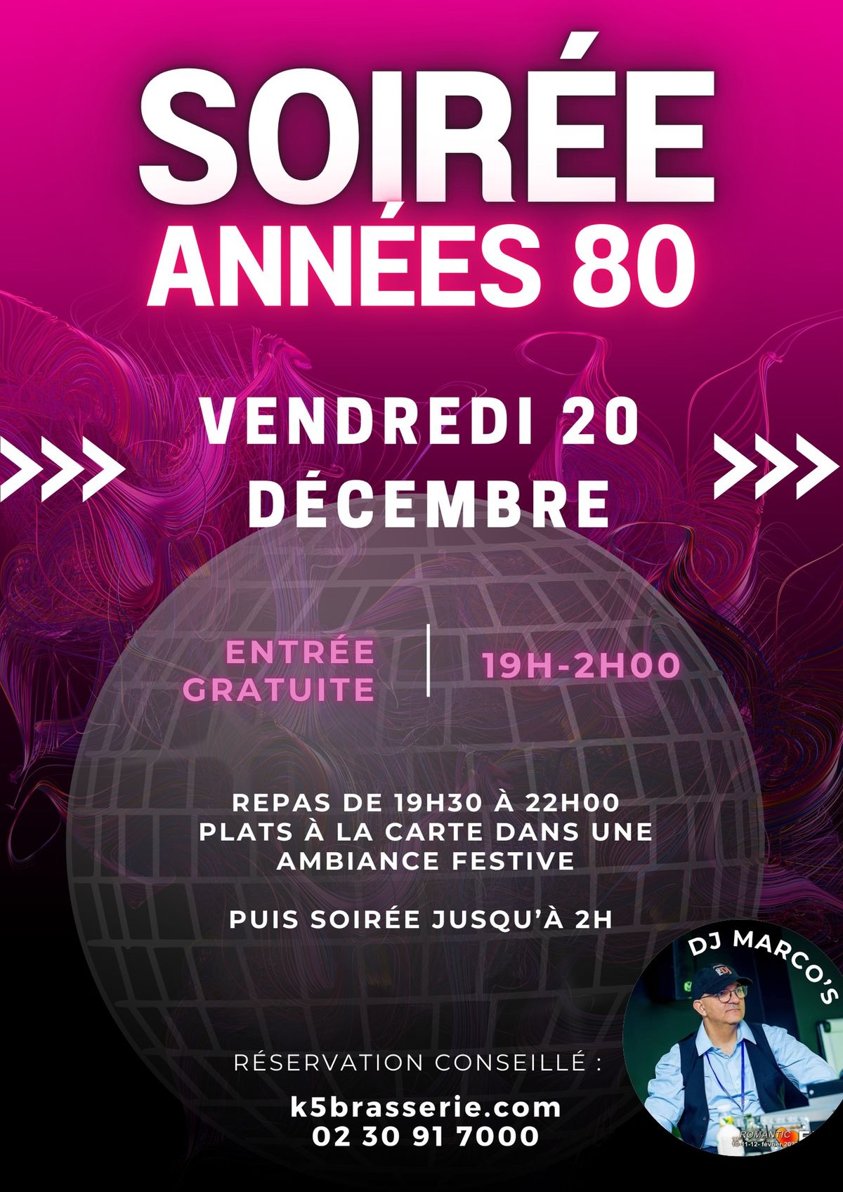 SOIR\u00c9E ANN\u00c9ES 80 - VENDREDI 20 DECEMBRE - DJ MARCO'S