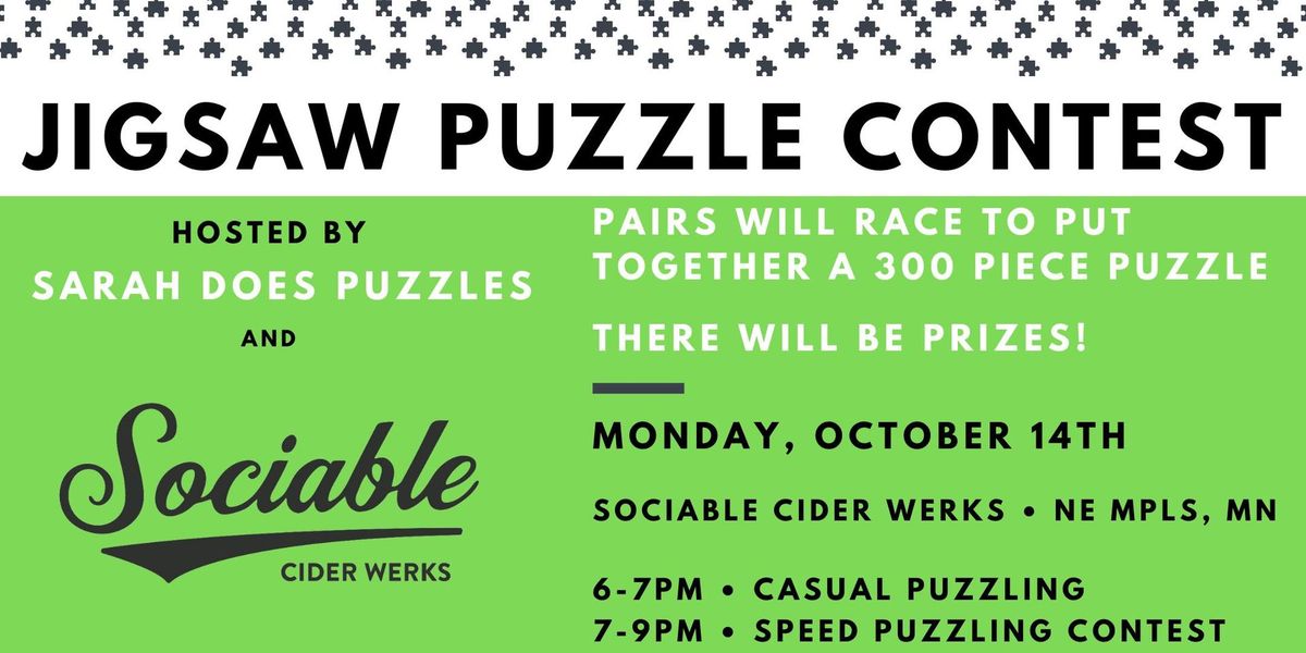 Pairs Jigsaw Puzzle Contest at Sociable Cider Werks with Sarah Does Puzzles