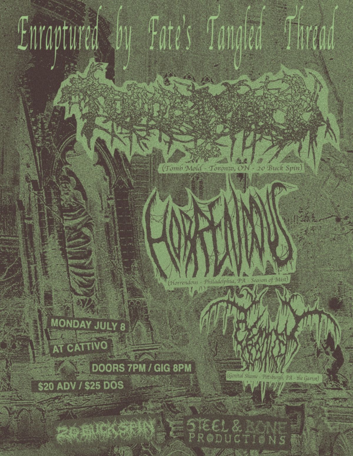 MON 7\/8 at CATTIVO - TOMB MOLD (CAN) \/\/ HORRENDOUS (PHL) \/\/ GENITAL SHAME (PGH)