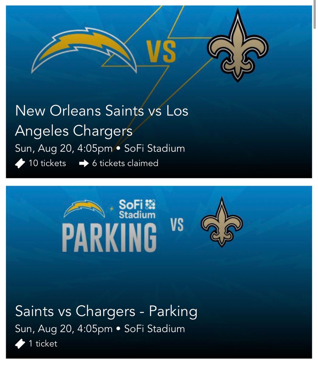 PARKING: Los Angeles Chargers vs. New Orleans Saints