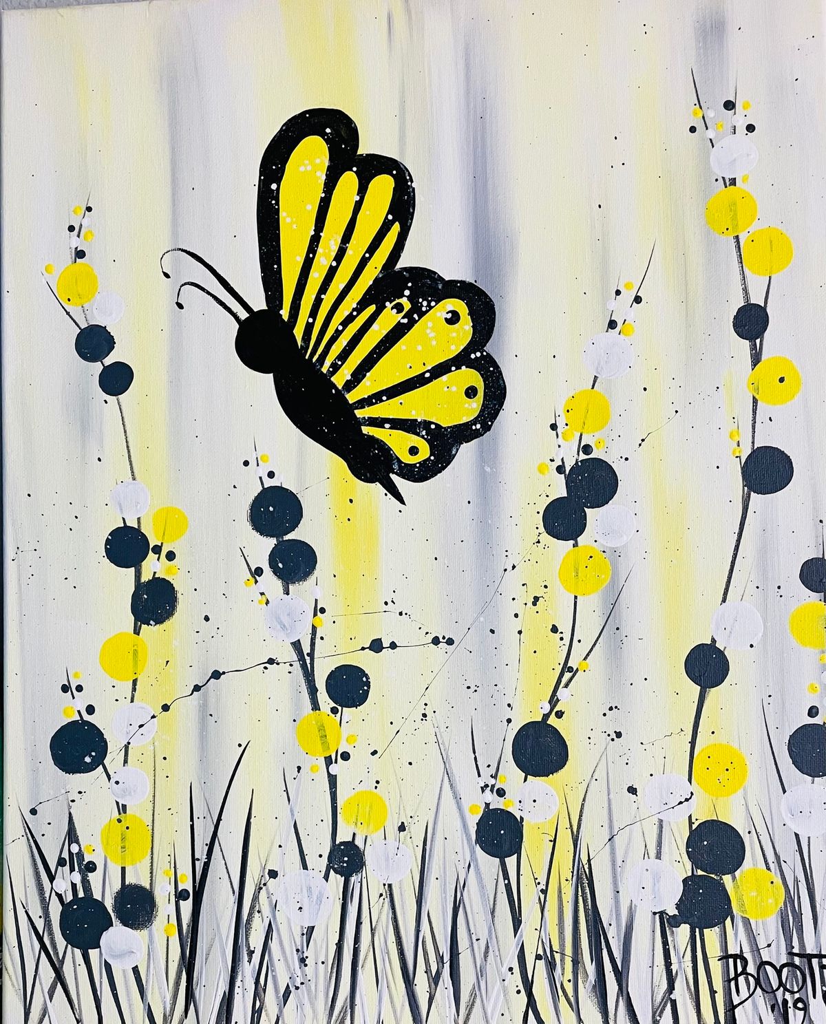 "Flutter Butterfly" Acrylic Canvas Painting Class at Claytopia