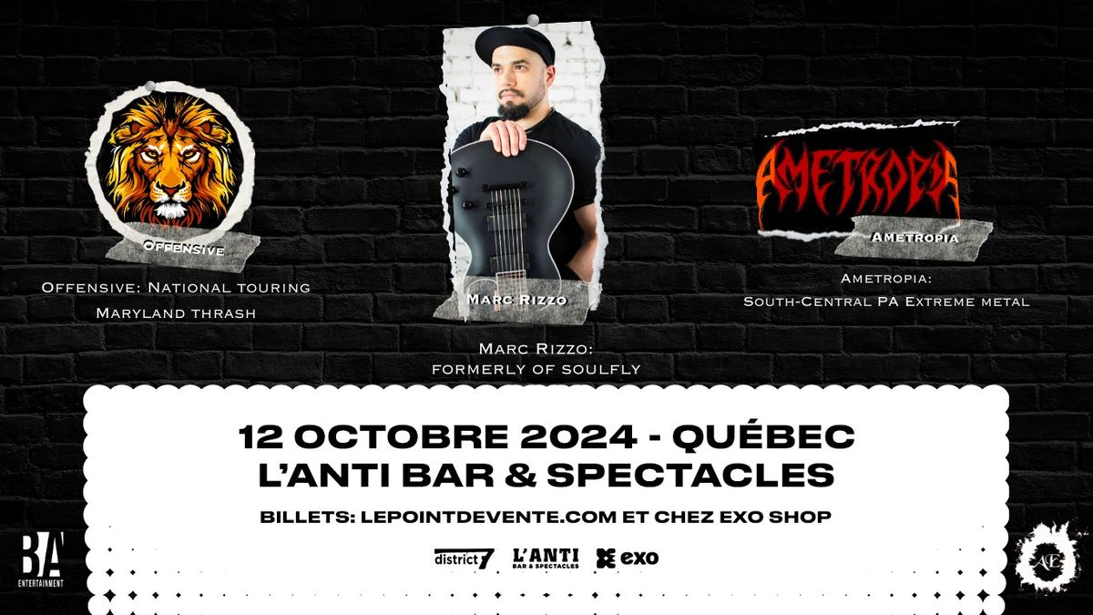 Marc Rizzo avec Offensive et Ametropia \/\/ Samedi 12 octobre  2024 \/\/ L'Anti Bar & Spectacles