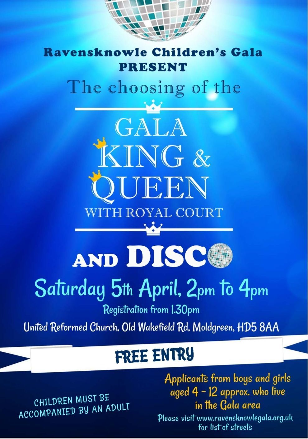 Children's disco featuring the choosing of the Gala royal court