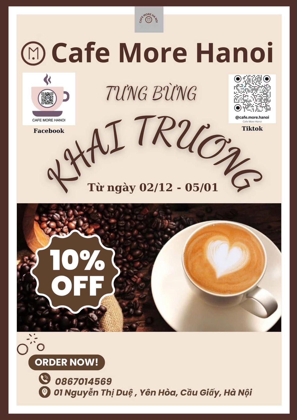 Cafe More Hanoi 10% Discount Event