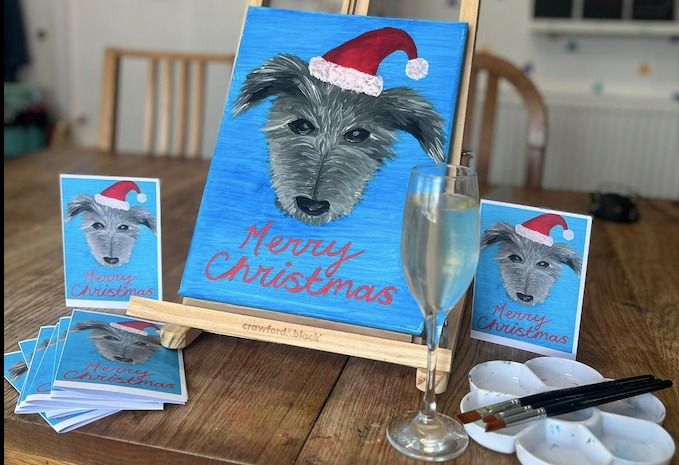 Paint & Sip - Paint your pet on Canvas & 10 printed cards