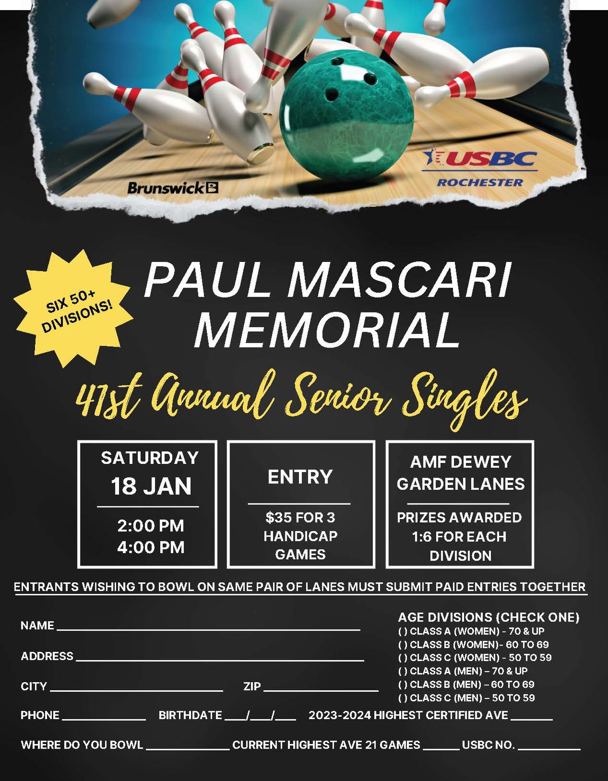 41st Annual Paul Mascari Senior Singles