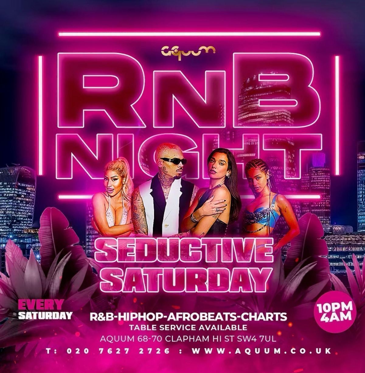 Seductive Saturdays @ Aquum Clapham \/\/ Old Skool R&B, Hip-Hop, Party Anthems \/\/ 4am Close