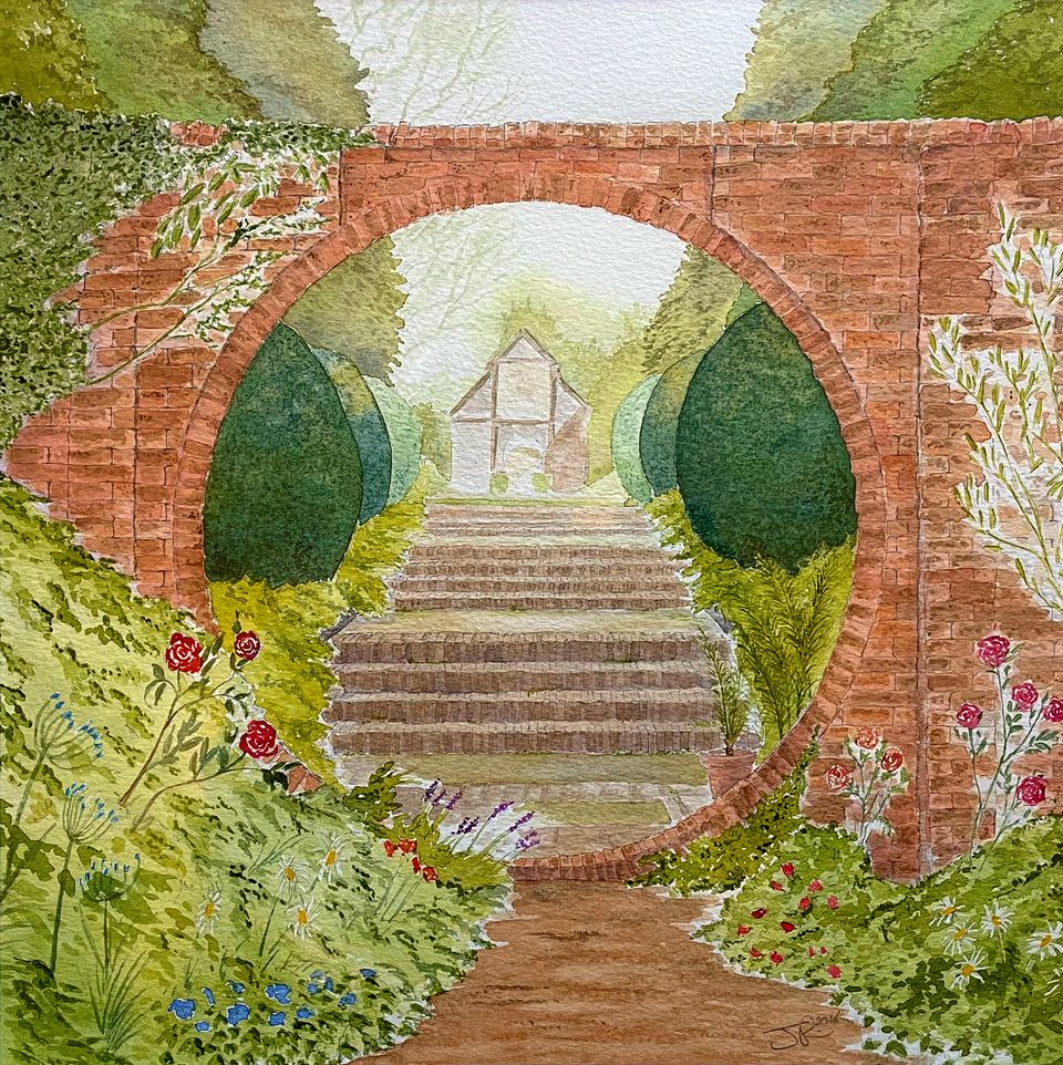 Summer Garden Landscape in Watercolour