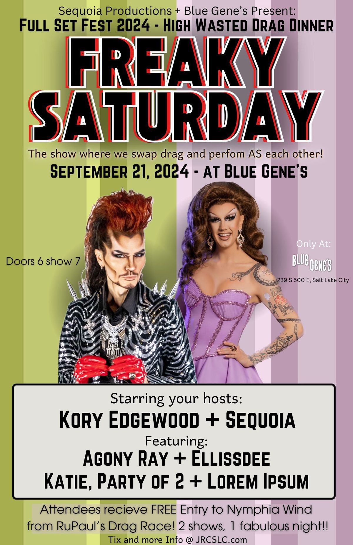 Full Set Fest 2024 : Freaky Saturday  - High Wasted! Drag Dinner at Blue Gene's