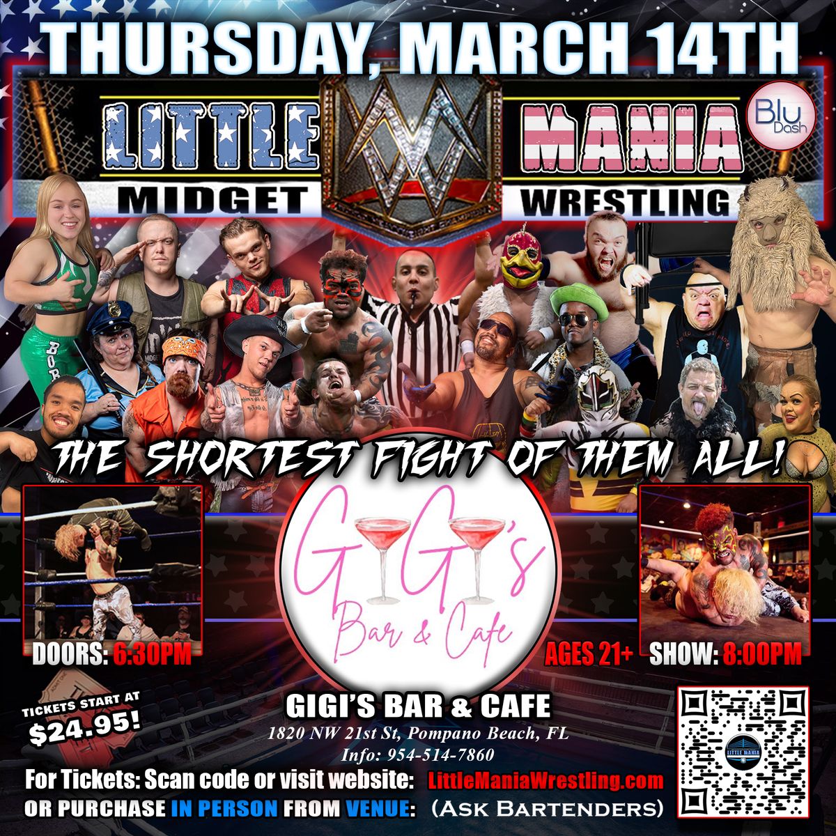 Pompano Beach, FL - Midget Wrestling All * Stars: Little Mania Big Show! @ Gigi's Bar & Cafe 