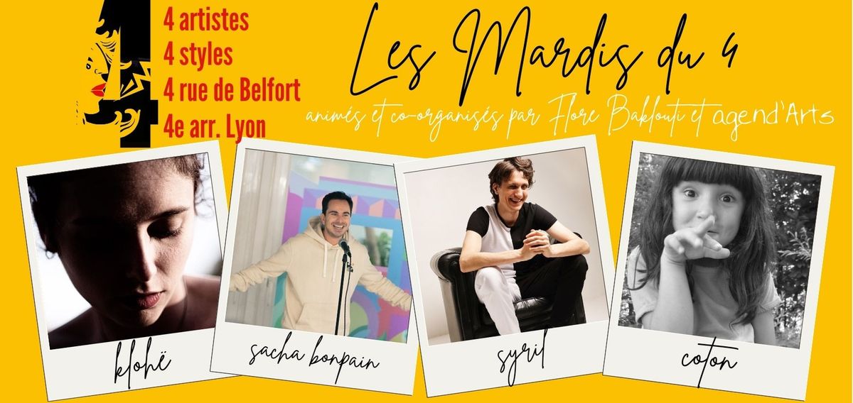 Les Mardis du 4 - 4 artistes \/ 4 styles \u00e0 agend'Arts - Lyon 4