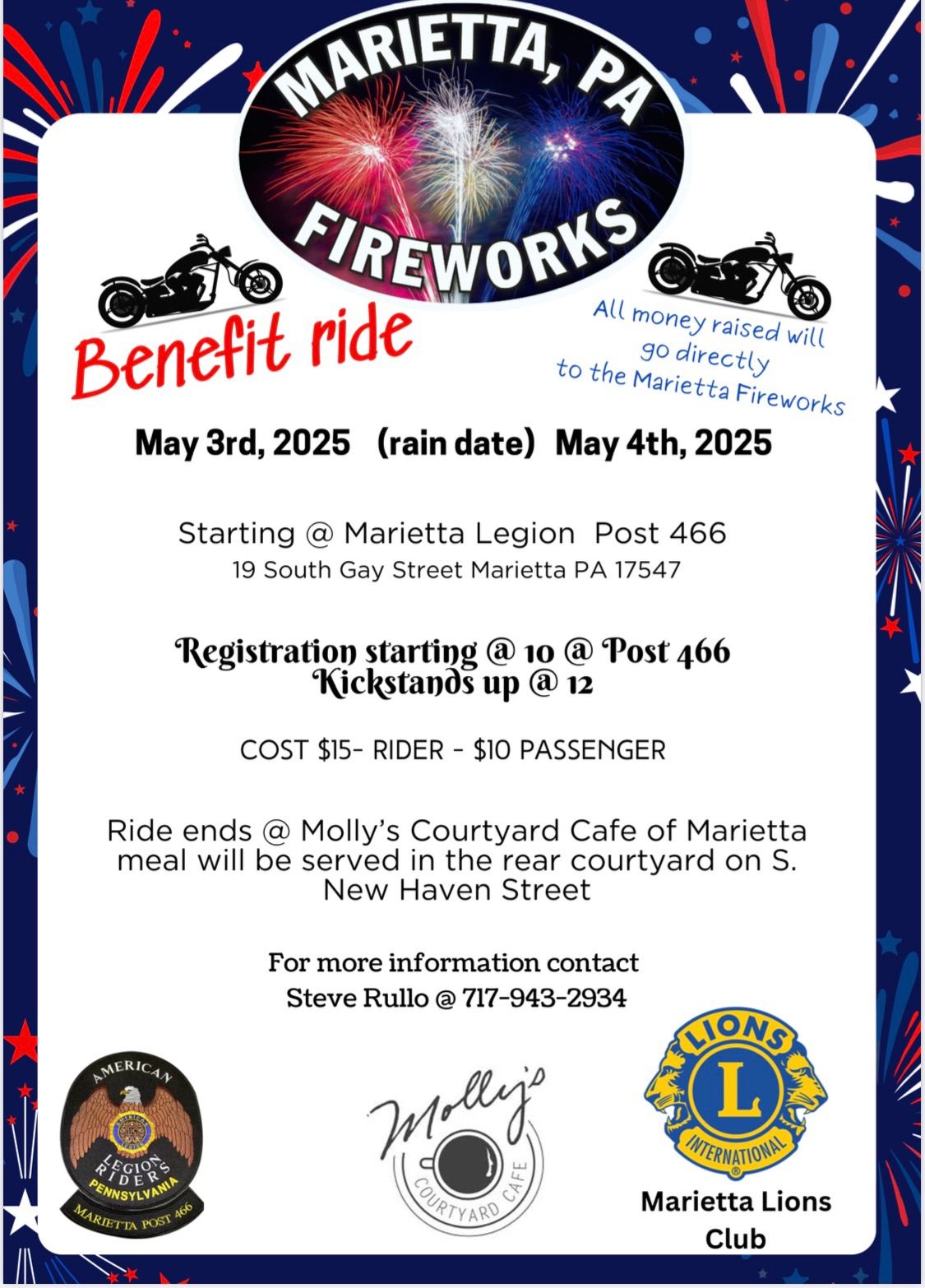 Marietta fireworks benefit ride