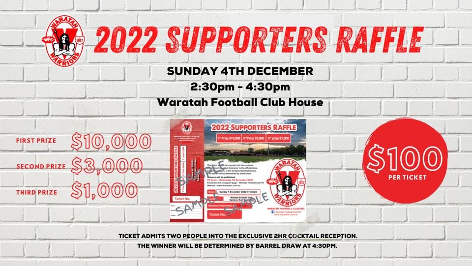 Waratah Football Club Supporter Raffle - 10k Draw