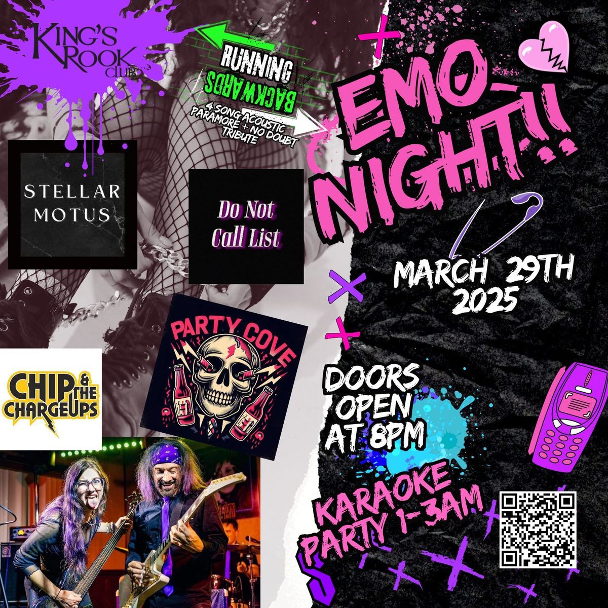 King's Rook Emo Night \ud83d\udc80 ft. Chip and the Charge Ups + Stellar Motus + Do not Call List + Party Cove