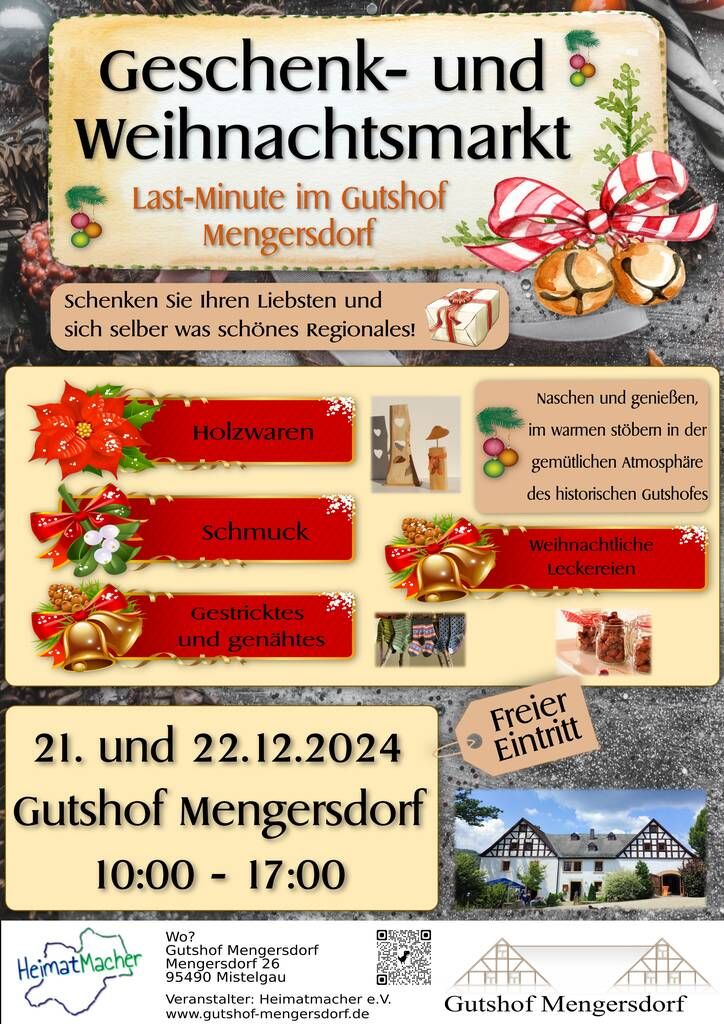 Geschenk- und Weihnachtsmarkt - Last-Minute im Gutshof Mengersdorf - 2 Tage