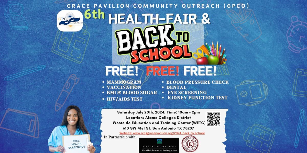 GPCO Health-Fair & Back -2- School 2024 - REGISTER FOR FREE SCHOOL SUPPLIES