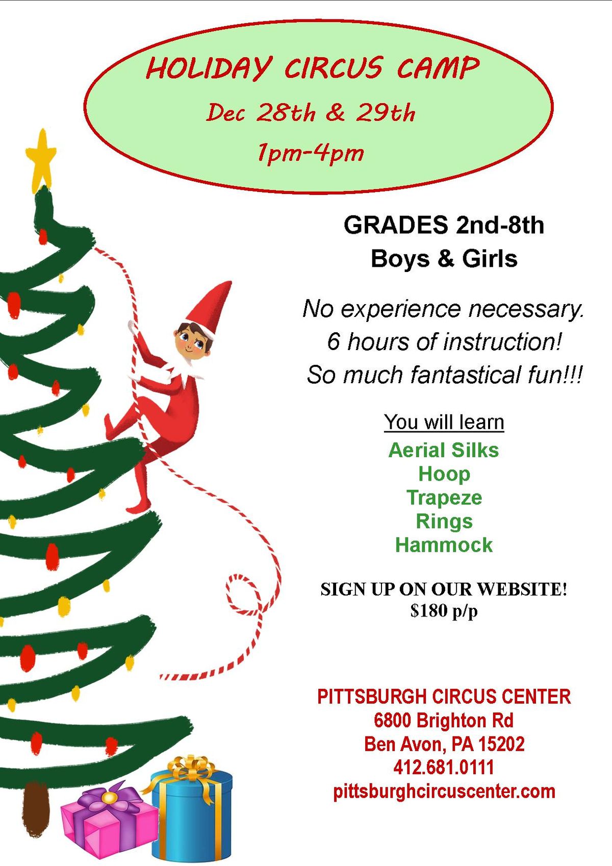 HOLIDAY CIRCUS CAMP ~ Grades 2nd-8th 