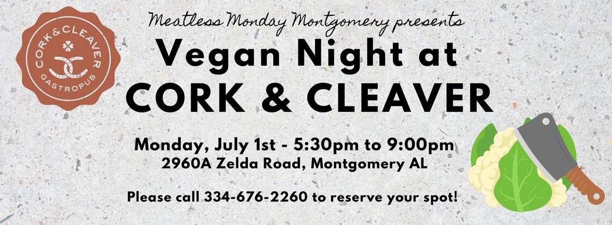 Vegan Night at Cork & Cleaver!