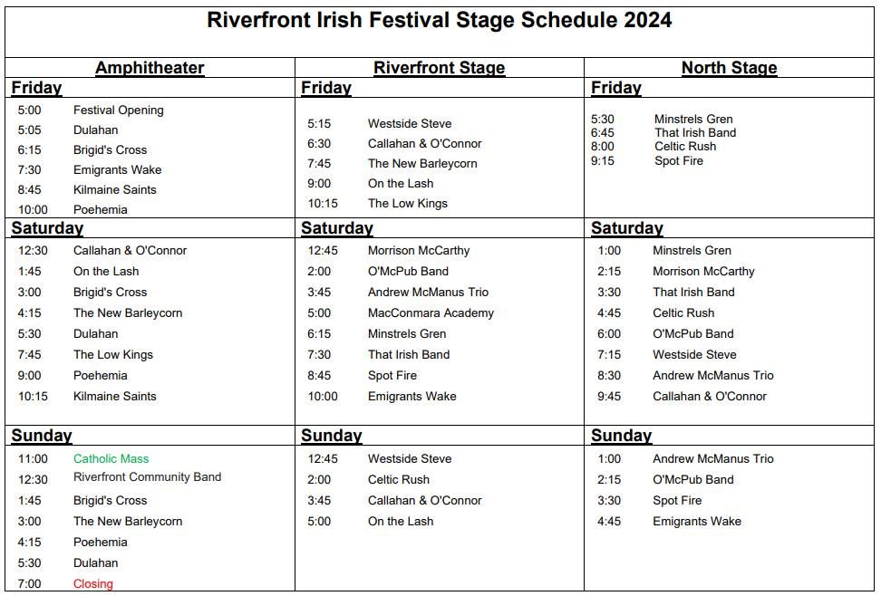Riverfront Irish Festival June 14-16 2024