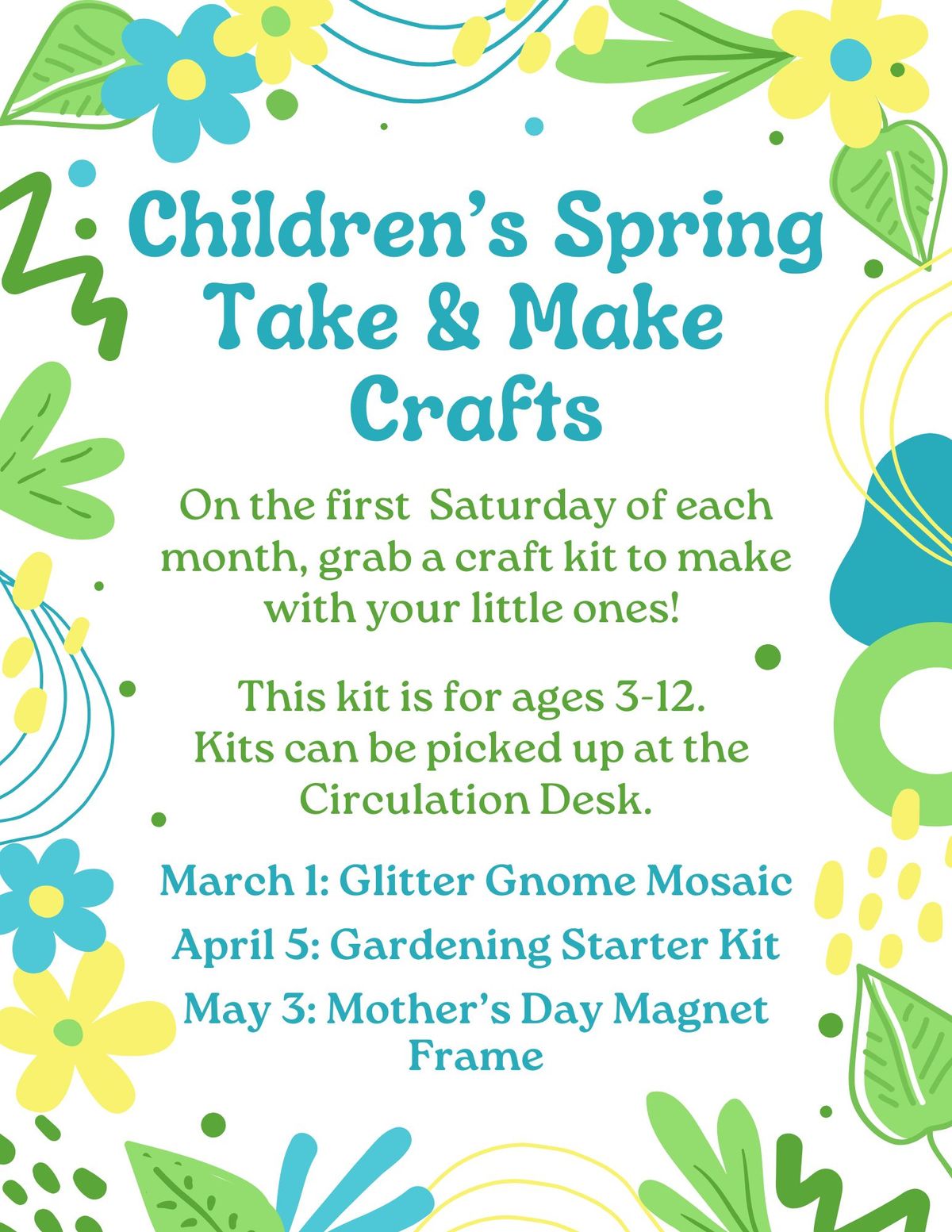 Ages 3-12 Take & Make Crafts