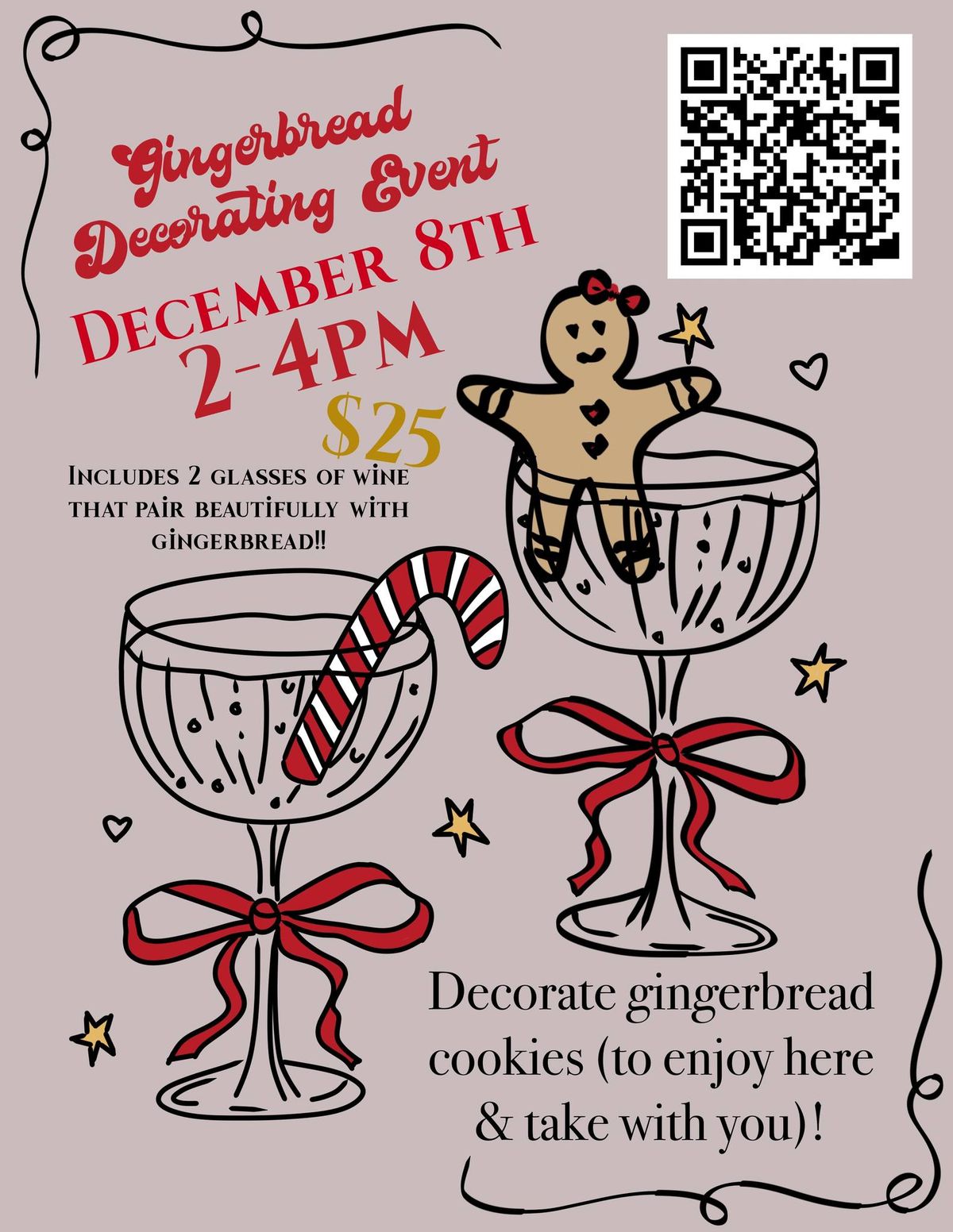 Gingerbread Decorating with Wine Pairing Event